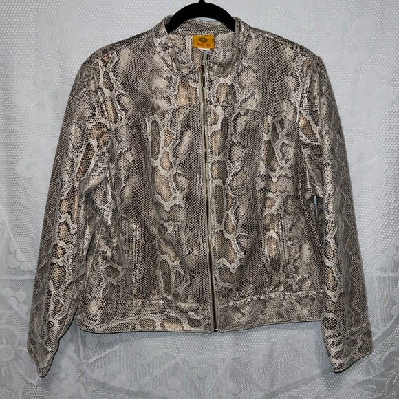Ruby Rd. Gold and Snakeskin Jacket with Pockets - Picture 1 of 5